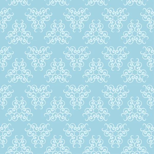 Mavi zemin üzerine beyaz çiçek süsleme. Tekstil ve duvar kağıtları için seamless modeli