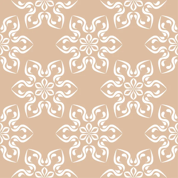 Bej renkli arka plan üzerinde beyaz çiçek süsleme. Tekstil ve duvar kağıtları için seamless modeli