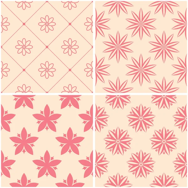 Çiçek desenleri. Dizi sorunsuz arka plan bej ve kırmızı. Vektör çizim