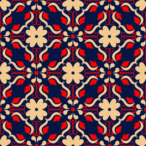 Sömlös Blommönster Röda Och Blå Tonplatta För Tapeter Textil Och — Stock vektor
