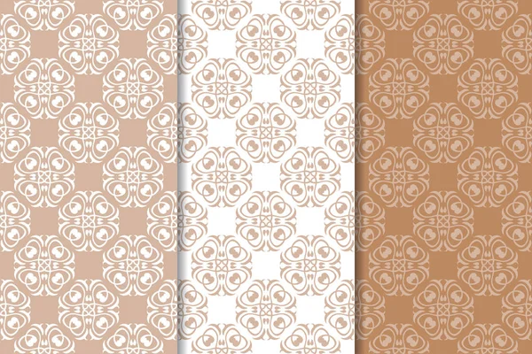 Kahverengi çiçek arka planlar. Tekstil ve duvar kağıtları için dikişsiz desen seti