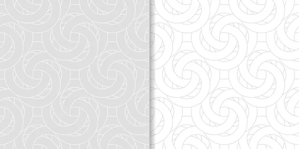 光の灰色の幾何学的な装飾品 Web テキスタイルや壁紙のためのシームレスなパターンのセット — ストックベクタ
