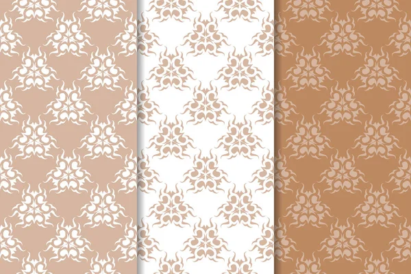 Kahverengi çiçek arka planlar. Tekstil ve duvar kağıtları için dikişsiz desen seti