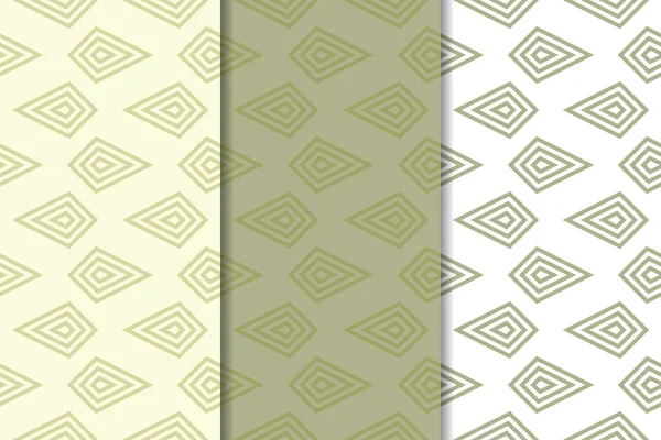 Olivgrün Weißes Set Geometrischer Nahtloser Muster Für Web Textilien Und — Stockvektor