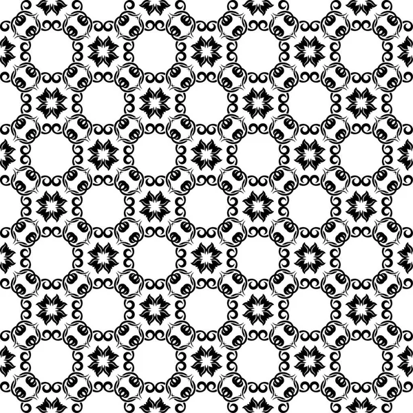 Siyah ve beyaz çiçekli süsler. Tekstil ve duvar kağıtları için seamless modeli