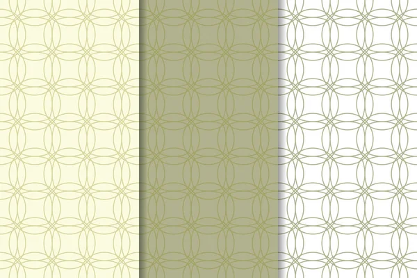 Zeytin yeşili ve beyaz geometrik süsler. Web, Tekstil ve duvar kağıtları için dikey Dikişsiz desen seti