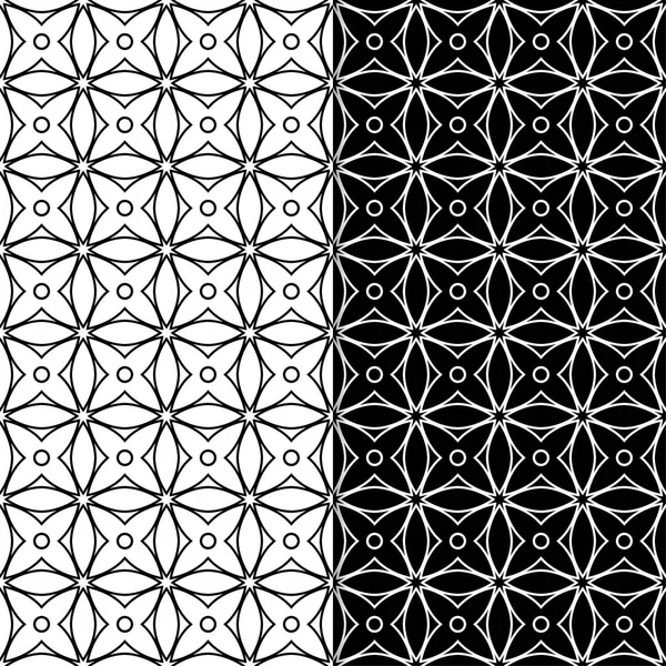 Siyah ve beyaz geometrik süsler. Web, Tekstil ve duvar kağıtları için dikişsiz desen seti