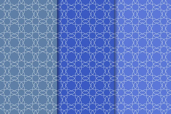 Mavi geometrik süsler. Web, Tekstil ve duvar kağıtları için dikey Dikişsiz desen seti