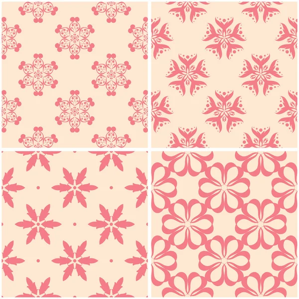 Çiçek desenleri. Dizi sorunsuz arka plan bej ve kırmızı. Vektör çizim