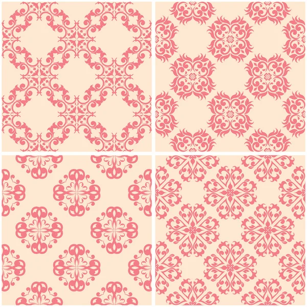 Çiçek desenleri. Dizi sorunsuz arka plan bej ve kırmızı. Vektör çizim