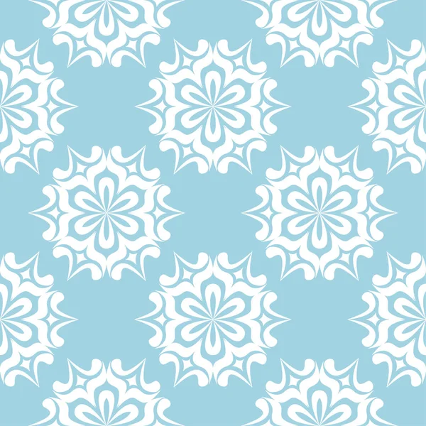 White Flowers Blue Background Ornamental Seamless Pattern Textile Wallpapers — Stock Vector