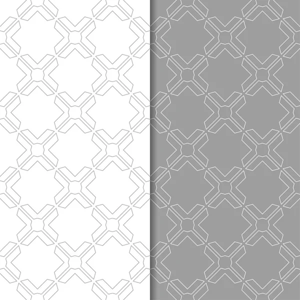 Geometrik süsler kümesi. Gri ve beyaz Dikişsiz desen web, Tekstil ve duvar kağıtları için