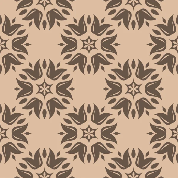 Bej renkli arka plan üzerinde kahverengi çiçek süsleme. Tekstil ve duvar kağıtları için seamless modeli