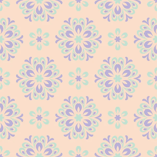 Bej renkli çiçek arka plan. Duvar kağıtları, Tekstil ve kumaş için mor ve mavi elemanları ile Seamless modeli