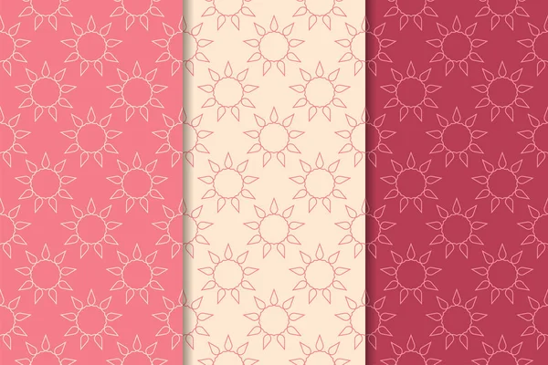 Kiraz kırmızısı geometrik süsler. Web, Tekstil ve duvar kağıtları için dikey Dikişsiz desen seti