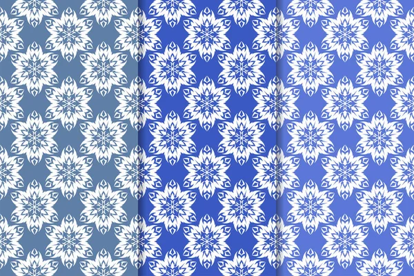 Mavi çiçekli süsler. Duvar kağıtları ve kumaşlar için dikey Dikişsiz desen seti