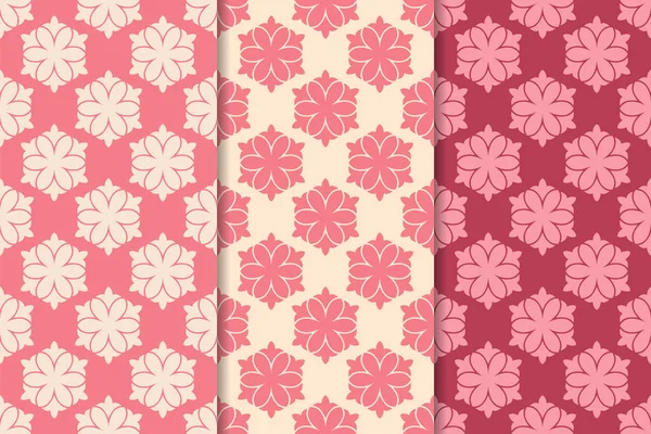 Kiraz kırmızı çiçekli süsler. Dikey Dikişsiz desen seti. Duvar kağıdı arka plan