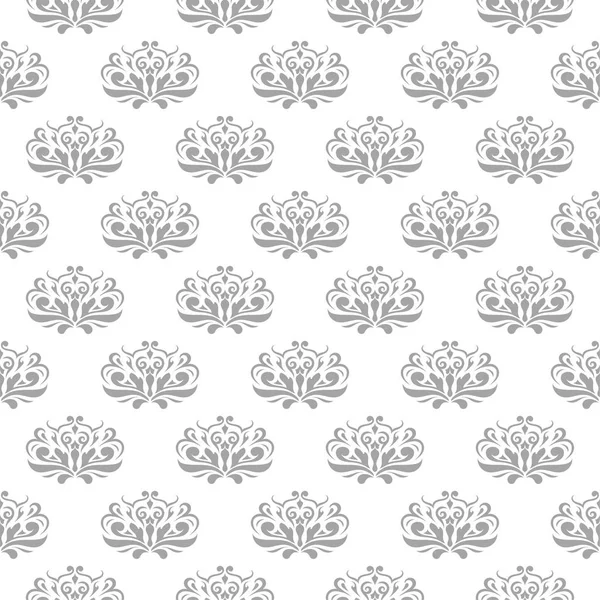 Beyaz arka plan üzerine açık gri çiçek süsleme. Tekstil ve duvar kağıtları için seamless modeli