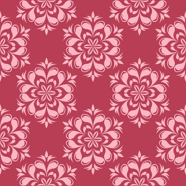 Kırmızı zemin üzerine çiçek süsleme. Tekstil ve duvar kağıtları için seamless modeli