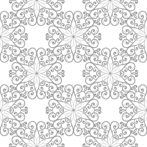 Adorno Floral Gris Claro Sobre Fondo Blanco Patrón Sin Costuras — Vector de stock