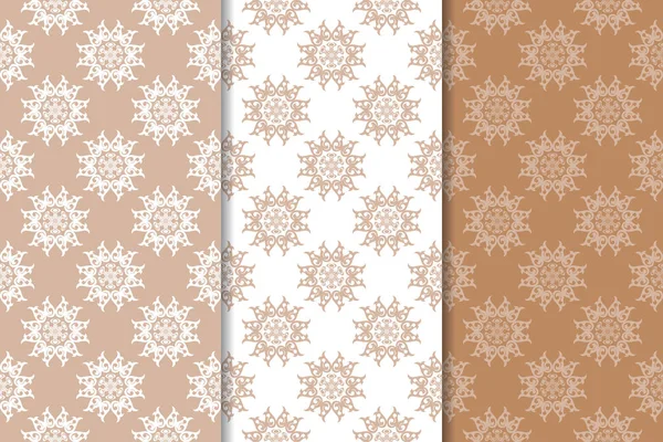 Kahverengi çiçek arka planlar. Tekstil ve duvar kağıtları için dikişsiz desen seti