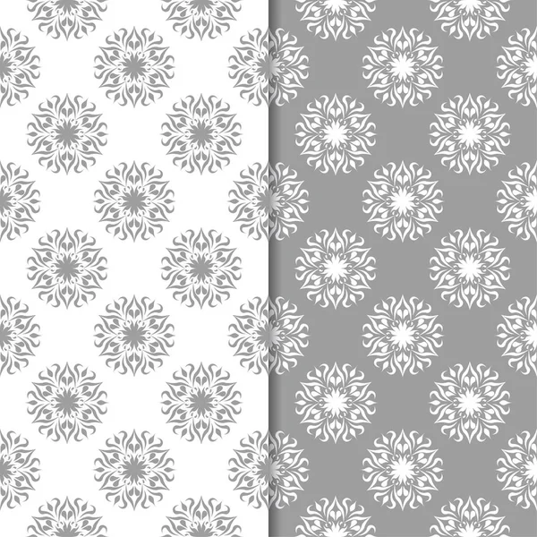 Beyaz ve gri arka plan çiçek kümesi. Tekstil ve duvar kağıtları için dikişsiz desen