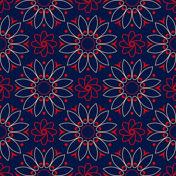 Çiçek seamless modeli. Duvar kağıtları, Tekstil ve kumaş için renkli kırmızı ve mavi arka plan