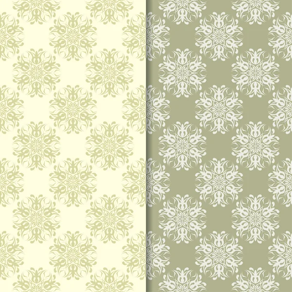 Zeytin yeşili çiçek arka planlar. Tekstil ve duvar kağıtları için dikişsiz desen seti