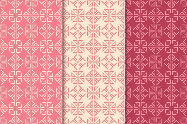 Kiraz kırmızısı geometrik süsler. Web, Tekstil ve duvar kağıtları için dikey Dikişsiz desen seti