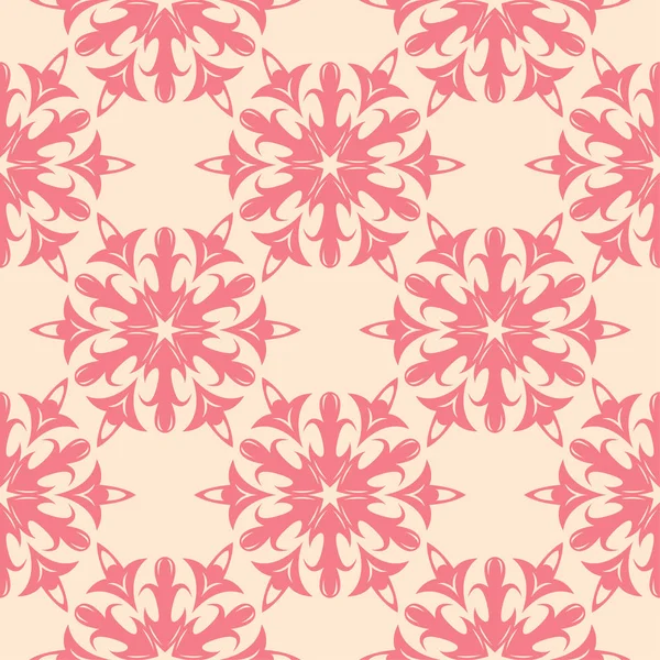 Bej renkli arka plan üzerinde kırmızı çiçekli süs. Tekstil ve duvar kağıtları için seamless modeli