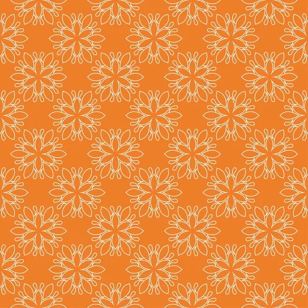 Turuncu zemin üzerine beyaz çiçek süsleme. Tekstil ve duvar kağıtları için seamless modeli