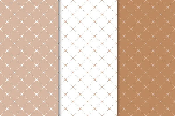 Geometrik süsler kümesi. Kahverengi ve beyaz Dikişsiz desen web, Tekstil ve duvar kağıtları için