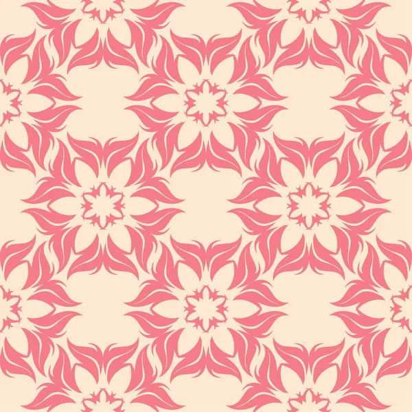 Bej renkli arka plan üzerinde kırmızı çiçekli süs. Tekstil ve duvar kağıtları için seamless modeli