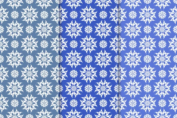 Ornements Floraux Bleus Ensemble Motifs Verticaux Sans Couture Pour Papiers — Image vectorielle