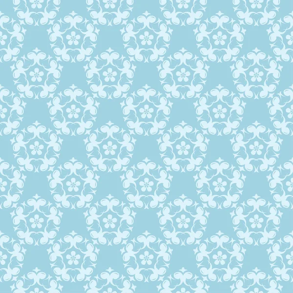 Белый Цветочный Орнамент Синем Фоне Бесшовный Узор Текстиля Обоев — стоковый вектор