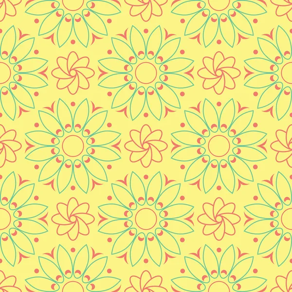 Çiçek tasarım ile Seamless modeli. Parlak sarı arka plan duvar kağıtları, Tekstil ve kumaş için pembe ve yeşil çiçek öğeleri