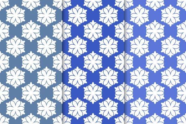 Mavi çiçekli süsler. Dikey Dikişsiz desen seti. Duvar kağıdı arka plan