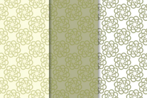 Zeytin yeşili çiçek arka planlar. Tekstil ve duvar kağıtları için dikişsiz desen seti