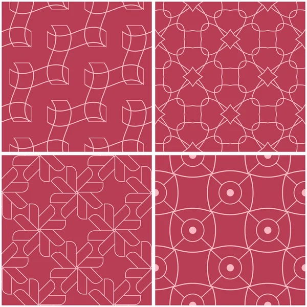 Geometrik desenler. Soluk kırmızı sorunsuz arka planlar kümesi. Vektör çizim