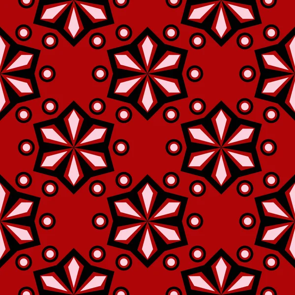Geometrik seamless modeli. Kırmızı zemin üzerine siyah ve beyaz öğeleri. Dizayn Tekstil ve duvar kağıtları için 