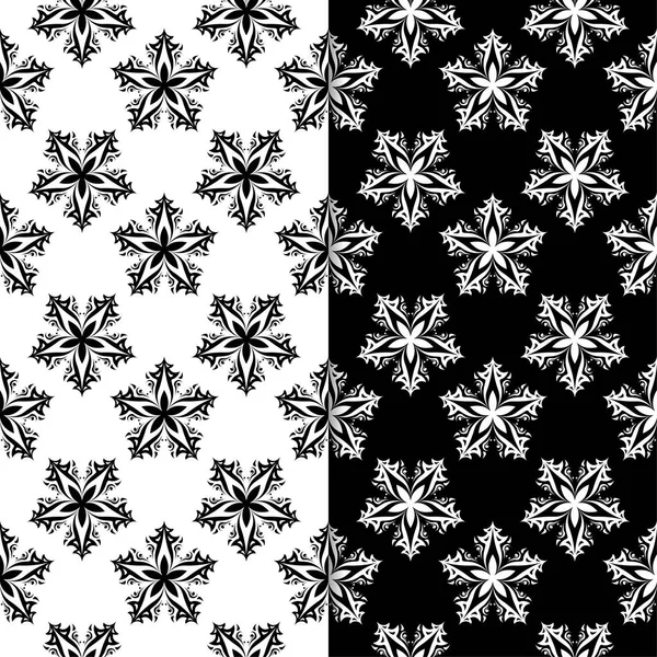 Siyah ve beyaz çiçek arka planlar. Tek renkli Dikişsiz desen Tekstil ve duvar kağıtları için set