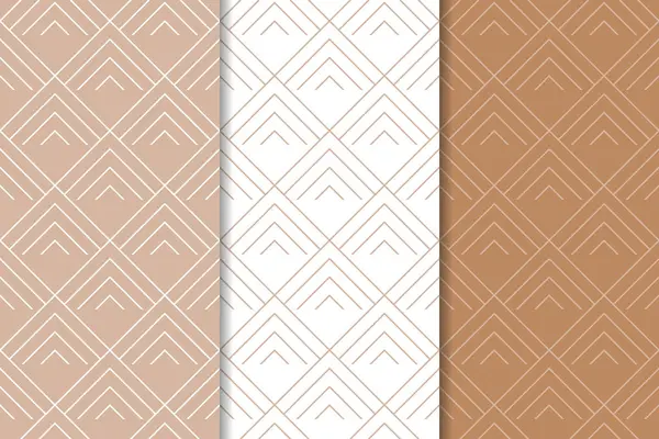 Ornements Géométriques Marron Blanc Ensemble Motifs Sans Couture Pour Toile — Image vectorielle