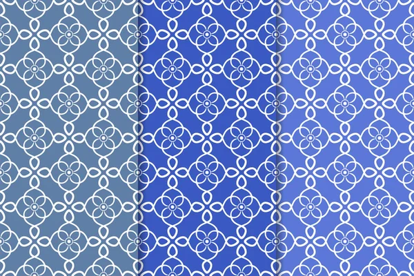 Mavi çiçekli süsler. Dikey Dikişsiz desen seti. Duvar kağıdı arka plan