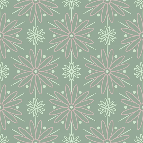 Motif Floral Sans Couture Fond Vert Olive Avec Des Éléments — Image vectorielle