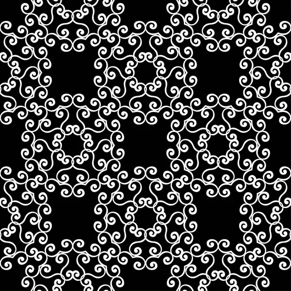 Siyah arka plan üzerine beyaz çiçekler. Tekstil ve duvar kağıtları için süs seamless modeli