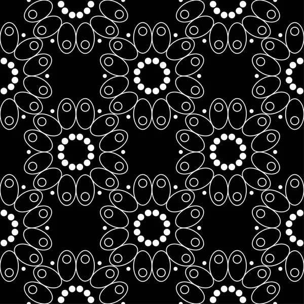 Siyah arka plan üzerine beyaz çiçekler. Tekstil ve duvar kağıtları için süs seamless modeli