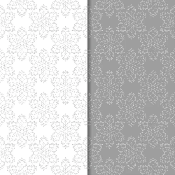 Bílé a šedé sada seamless květované — Stockový vektor