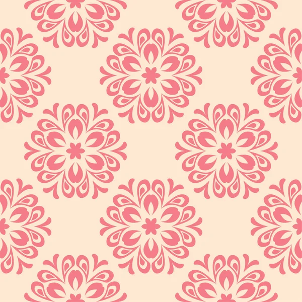 Bej renkli arka plan üzerinde kırmızı çiçekli süs. Tekstil ve duvar kağıtları için seamless modeli