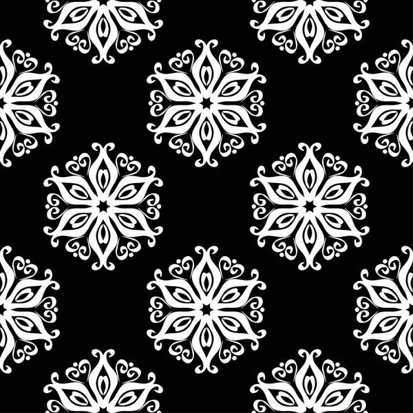 Černá Bílá Vegetabilní Ornament Vzor Bezešvé Pro Textil Tapety — Stockový vektor