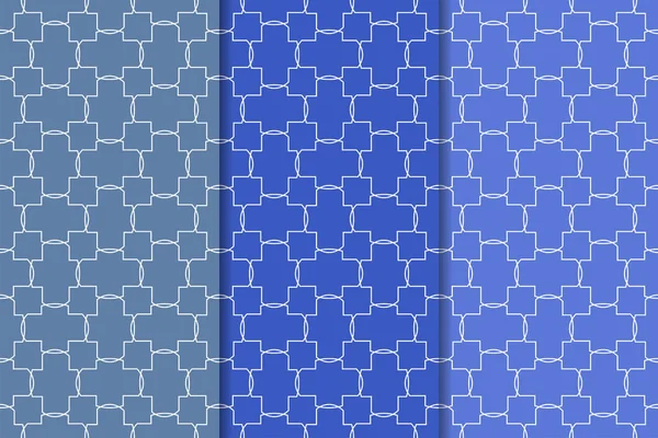 Mavi geometrik süsler. Web, Tekstil ve duvar kağıtları için dikey Dikişsiz desen seti